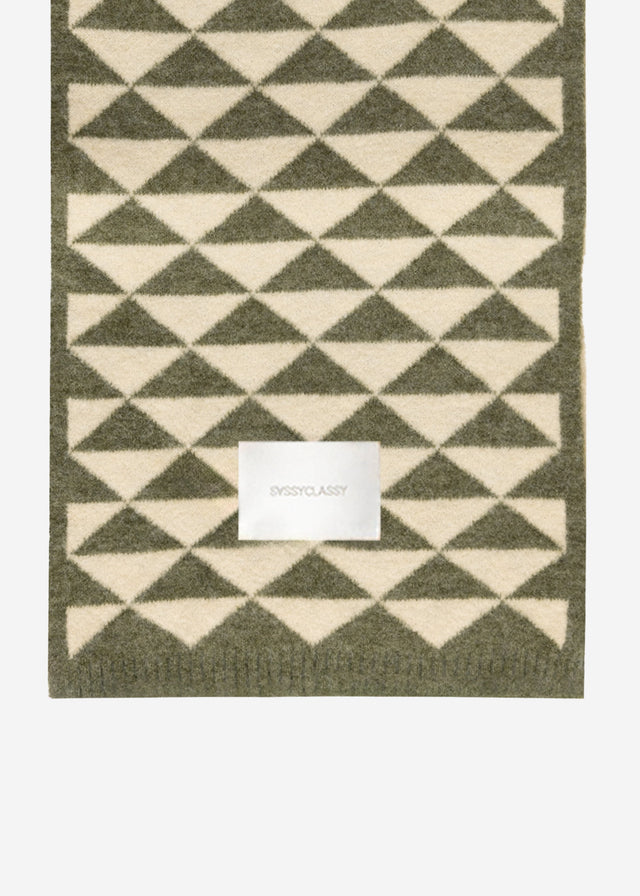 Scarf with geometric print - khaki-off-white