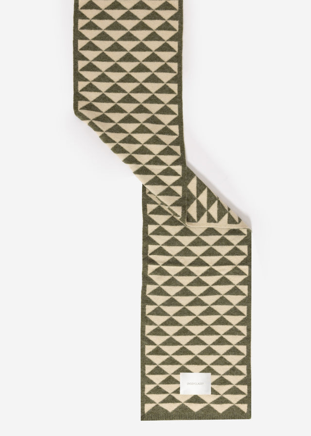 Scarf with geometric print - khaki-off-white