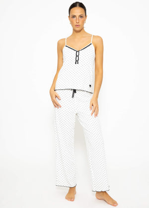 Sleep top with lace - white