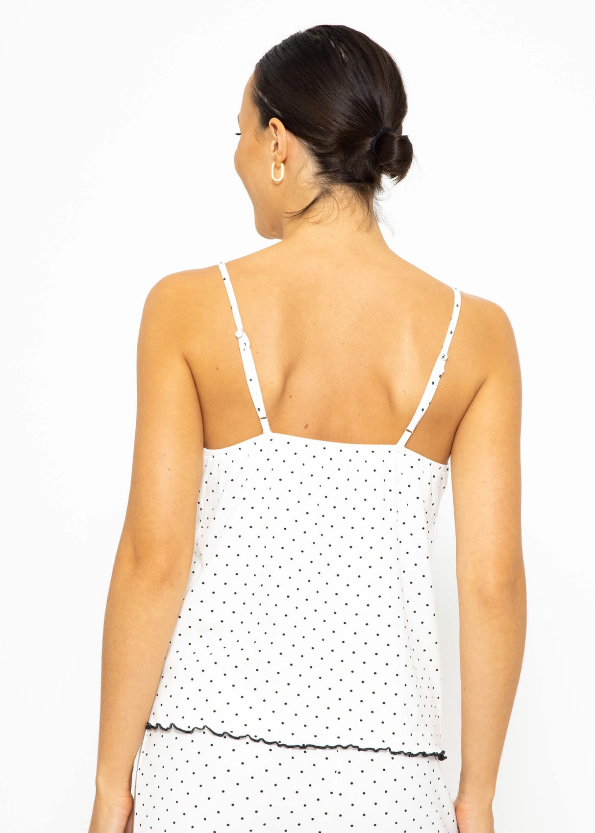 Sleep top with lace - white