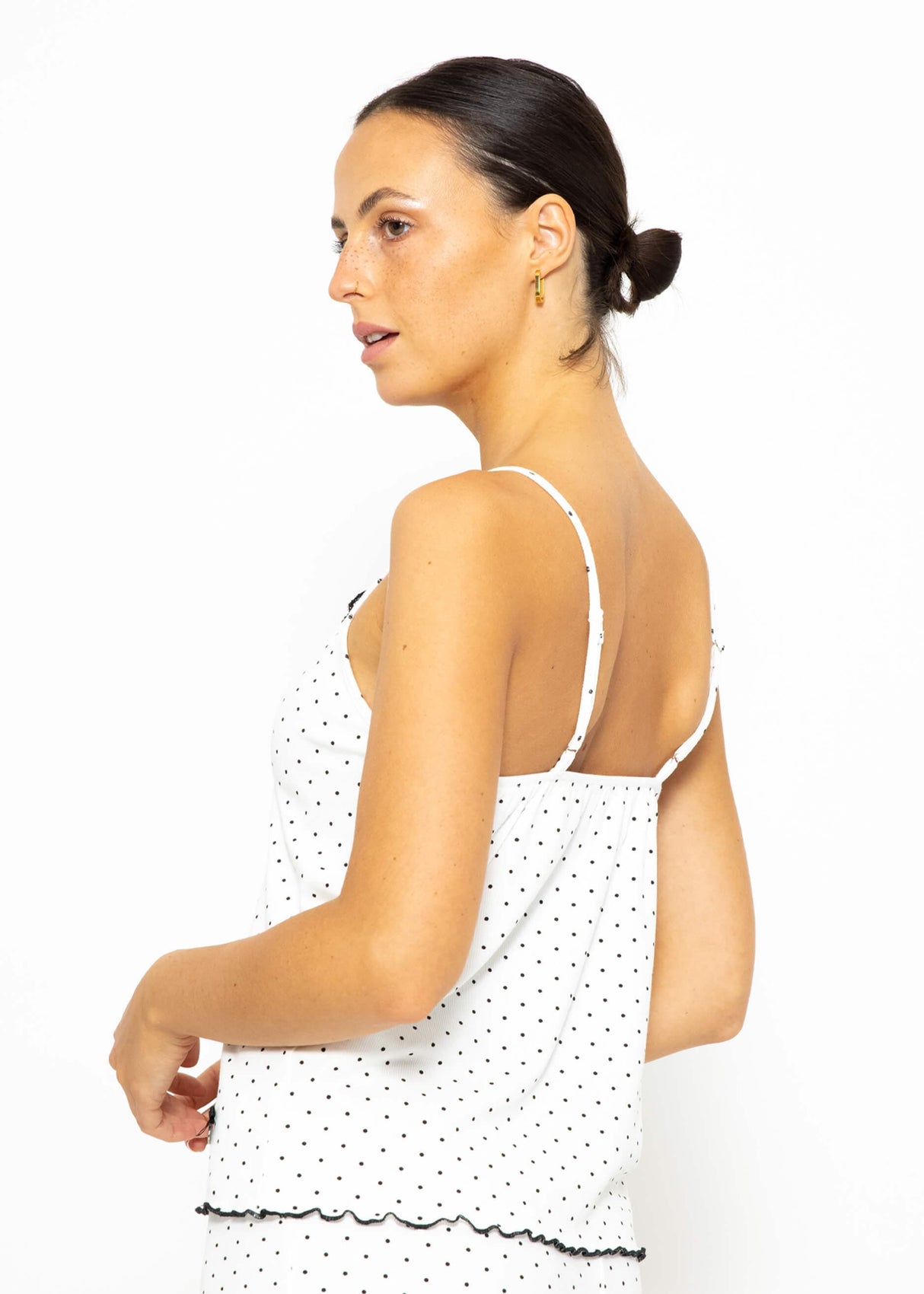 Sleep top with lace - white