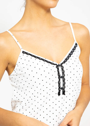 Sleep top with lace - white