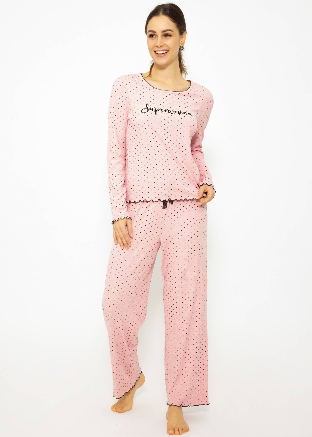 Sleep pants with dots - pink