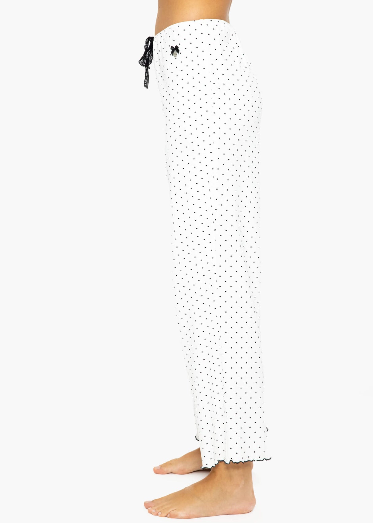 Sleep pants with dots - white