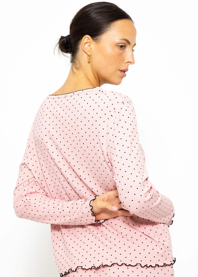Schlafshirt mit Pünktchen - rosa
