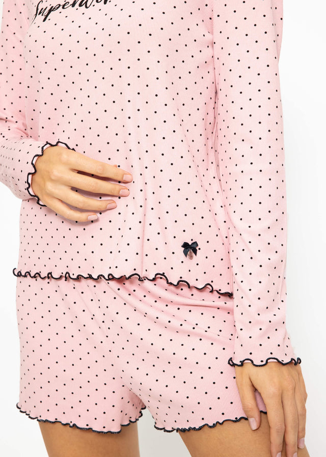 Schlafshirt mit Pünktchen - rosa
