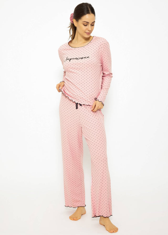 Schlafshirt mit Pünktchen - rosa