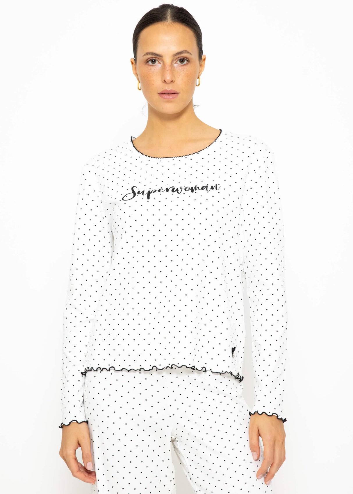Nightshirt with dots - white