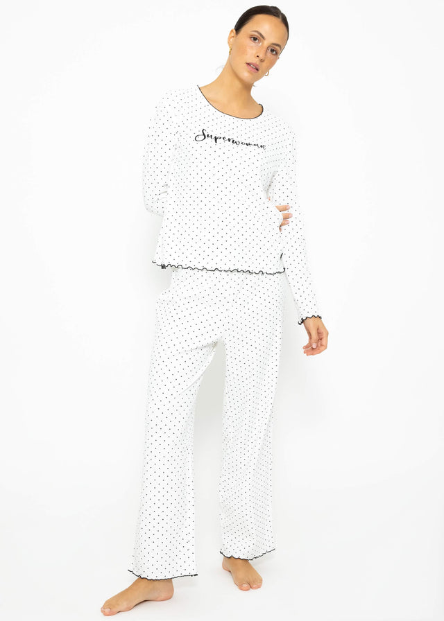 Schlafshirt mit Pünktchen - weiß
