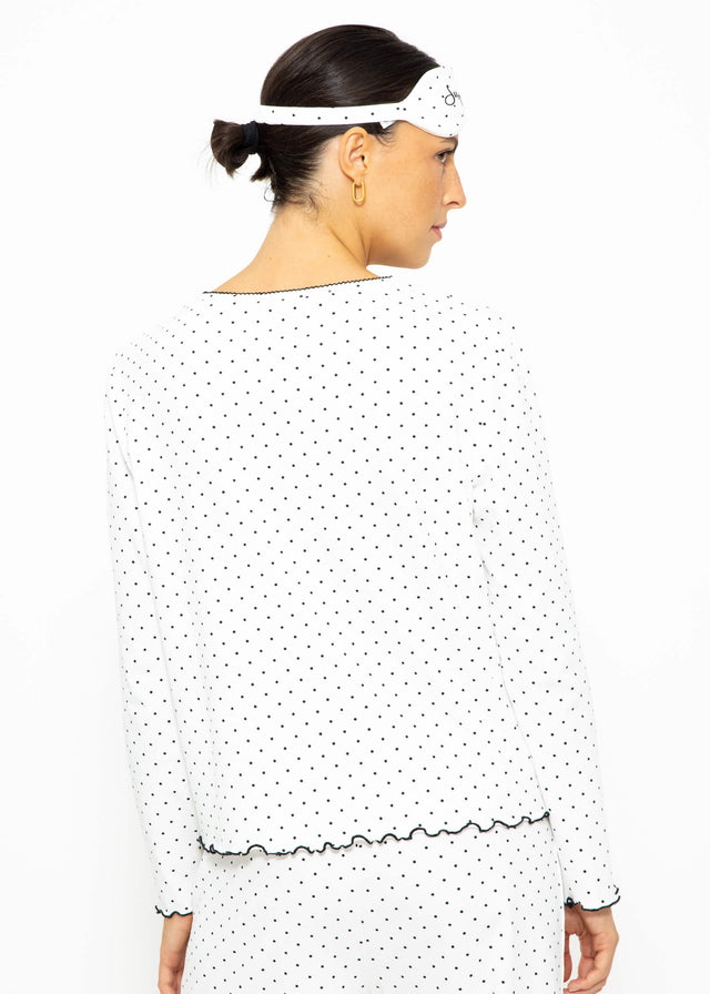 Schlafshirt mit Pünktchen - weiß