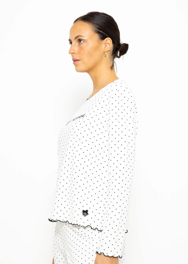 Schlafshirt mit Pünktchen - weiß