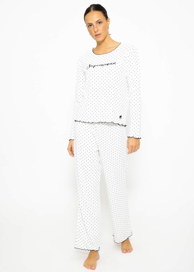 Schlafshirt mit Pünktchen - weiß