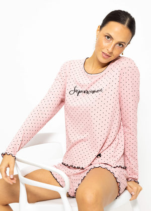 Sleep shorts with polka dots - pink