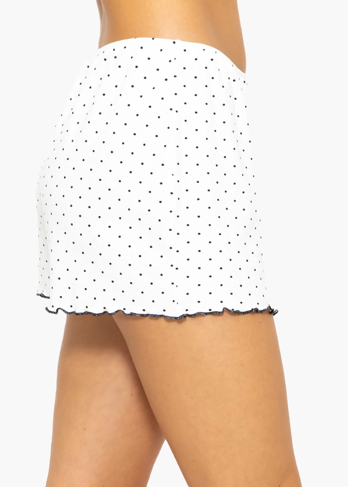Sleep shorts with polka dots - white