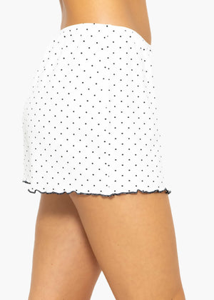 Sleep shorts with polka dots - white