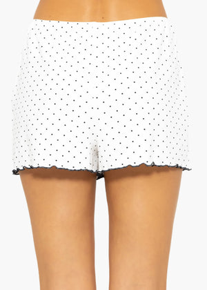 Sleep shorts with polka dots - white