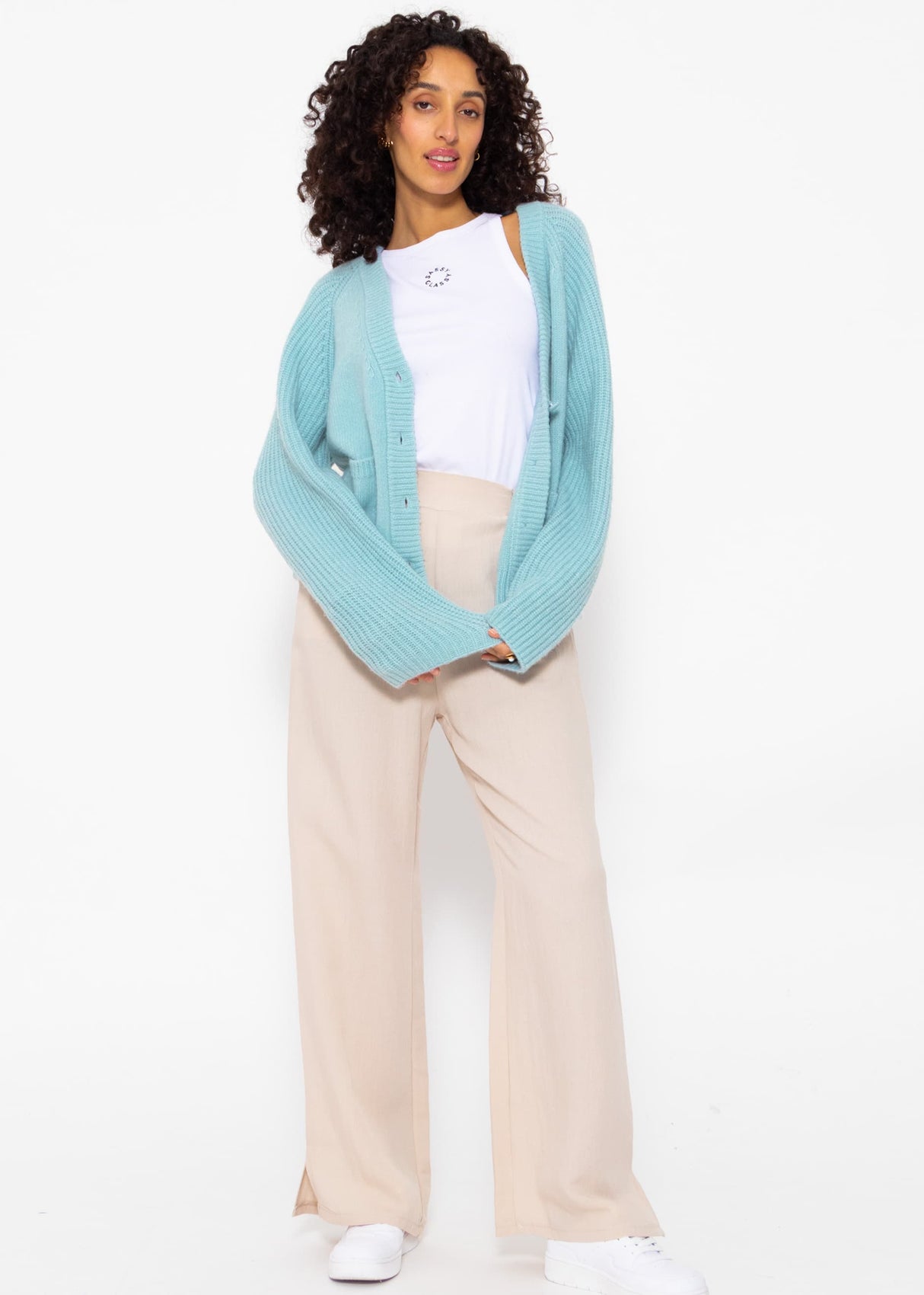 Pull-on trousers in viscose, beige