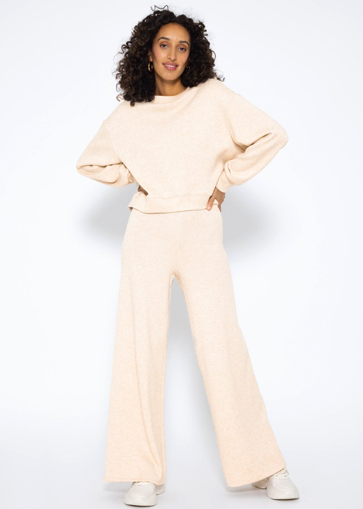 Schlupfhose, super soft, mit weitem Bein - beige