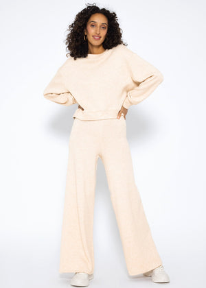 Schlupfhose, super soft, mit weitem Bein - beige