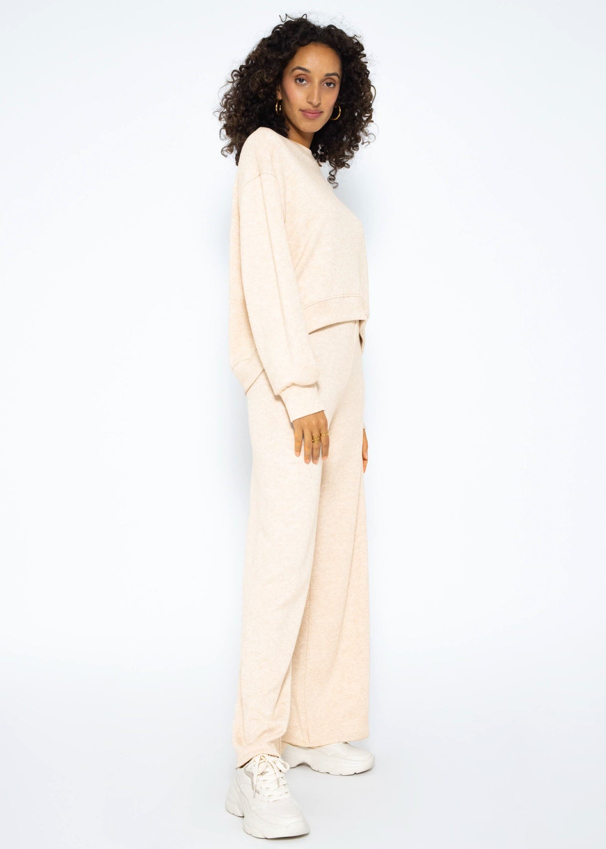 Schlupfhose, super soft, mit weitem Bein - beige