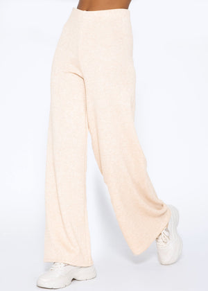 Schlupfhose, super soft, mit weitem Bein - beige