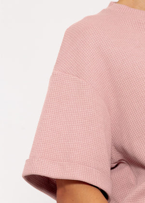 Shirt in Waffelpiqué - rosa