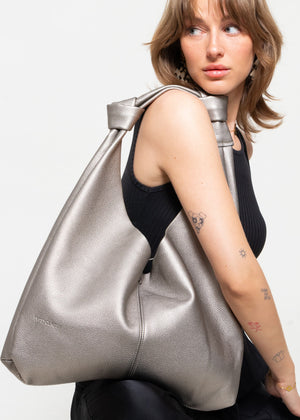 Shopper mit Knotendetail - metallic