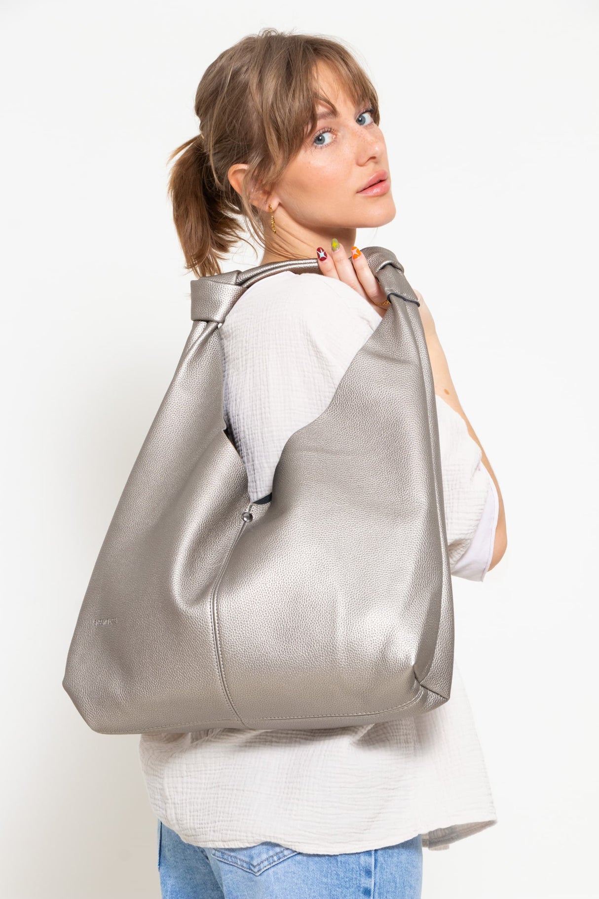 Shopper mit Knotendetail - metallic