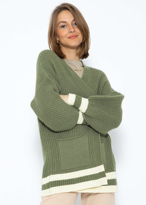 Soft Strick Cardigan mit Taschen - khaki-beige