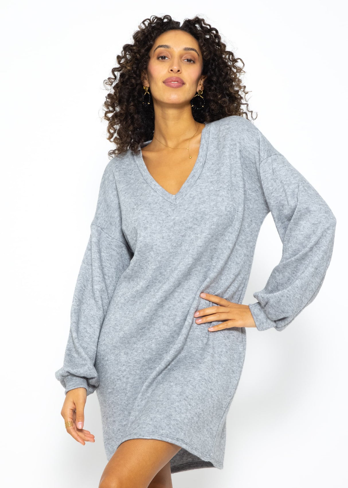 Super soft Jerseykleid in kurz - grau