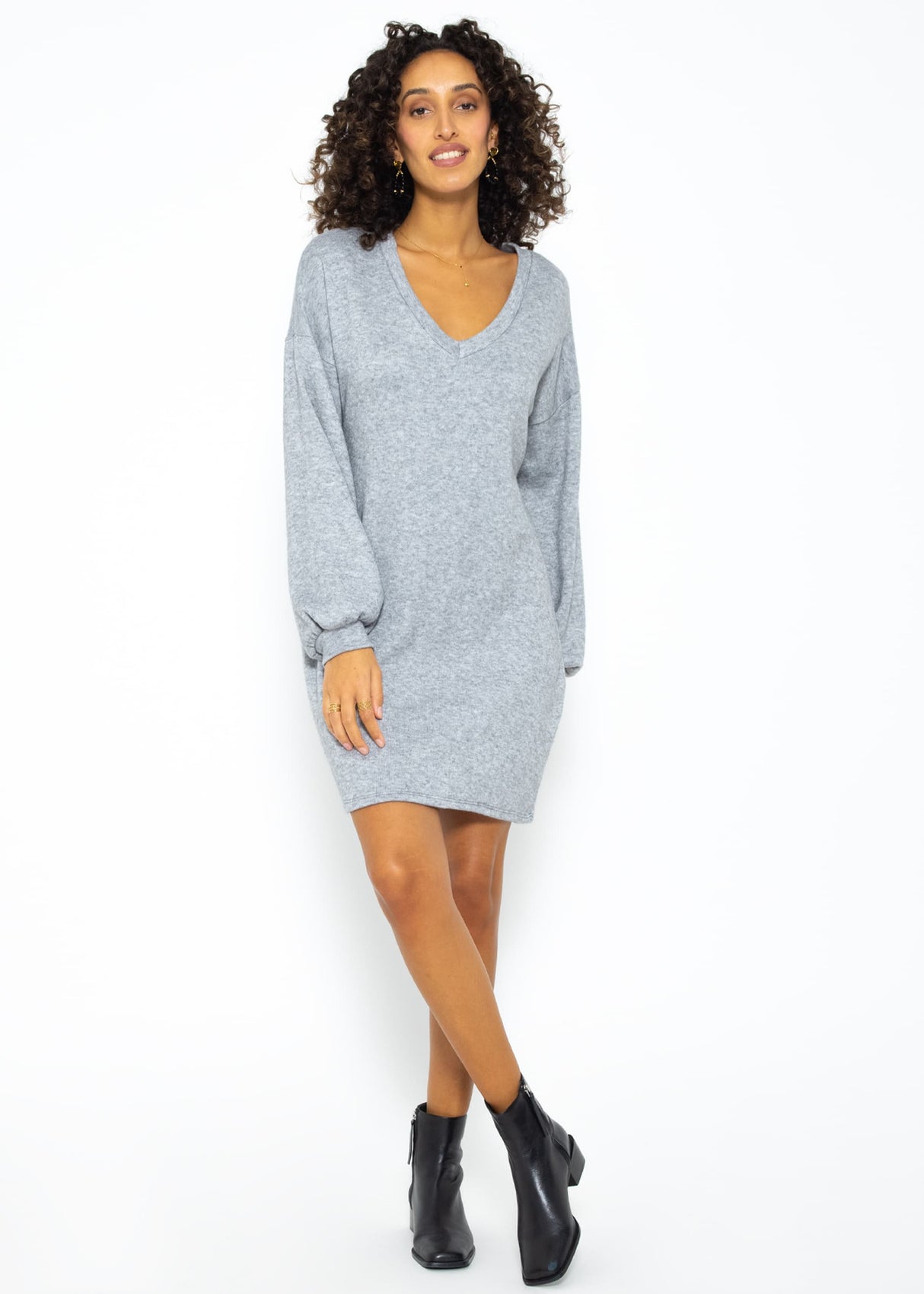 Super soft Jerseykleid in kurz - grau