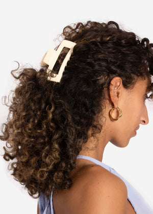 Eckige Haarklammer, beige