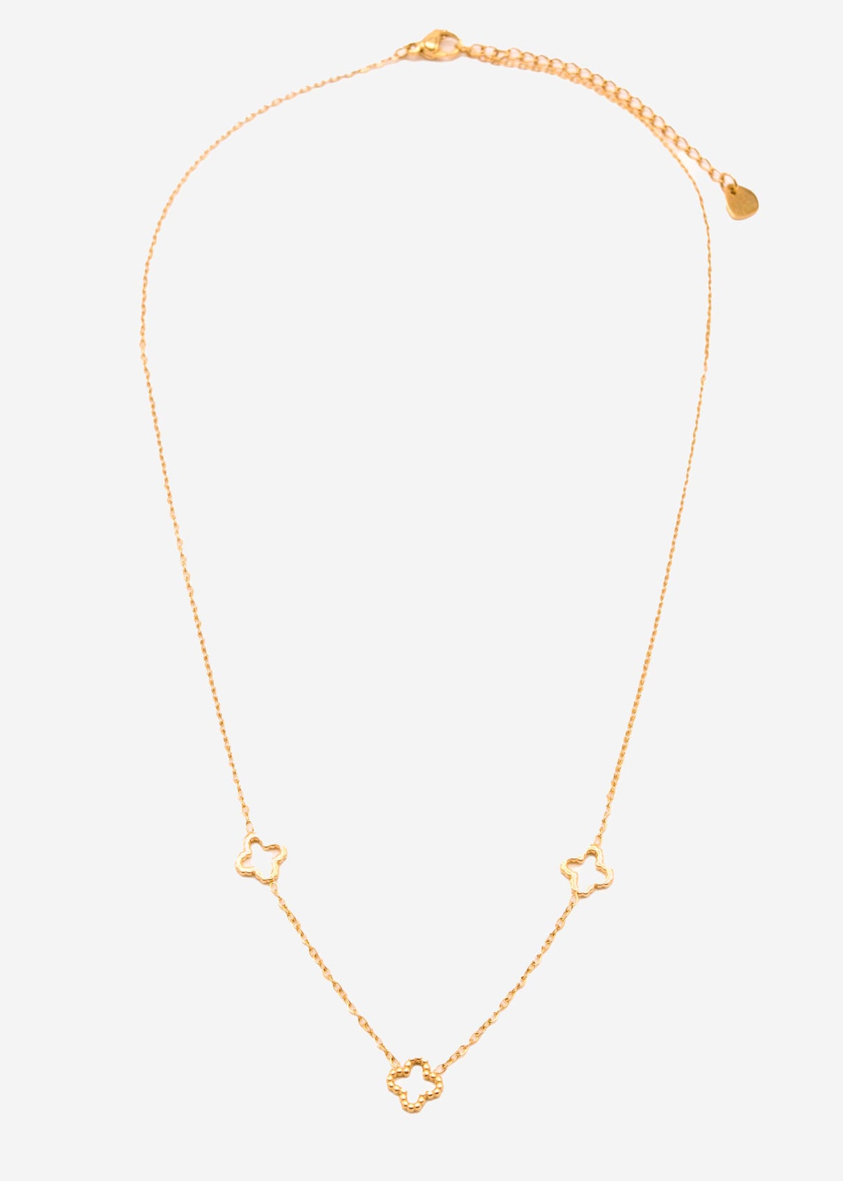Necklace with clover leaves, gold