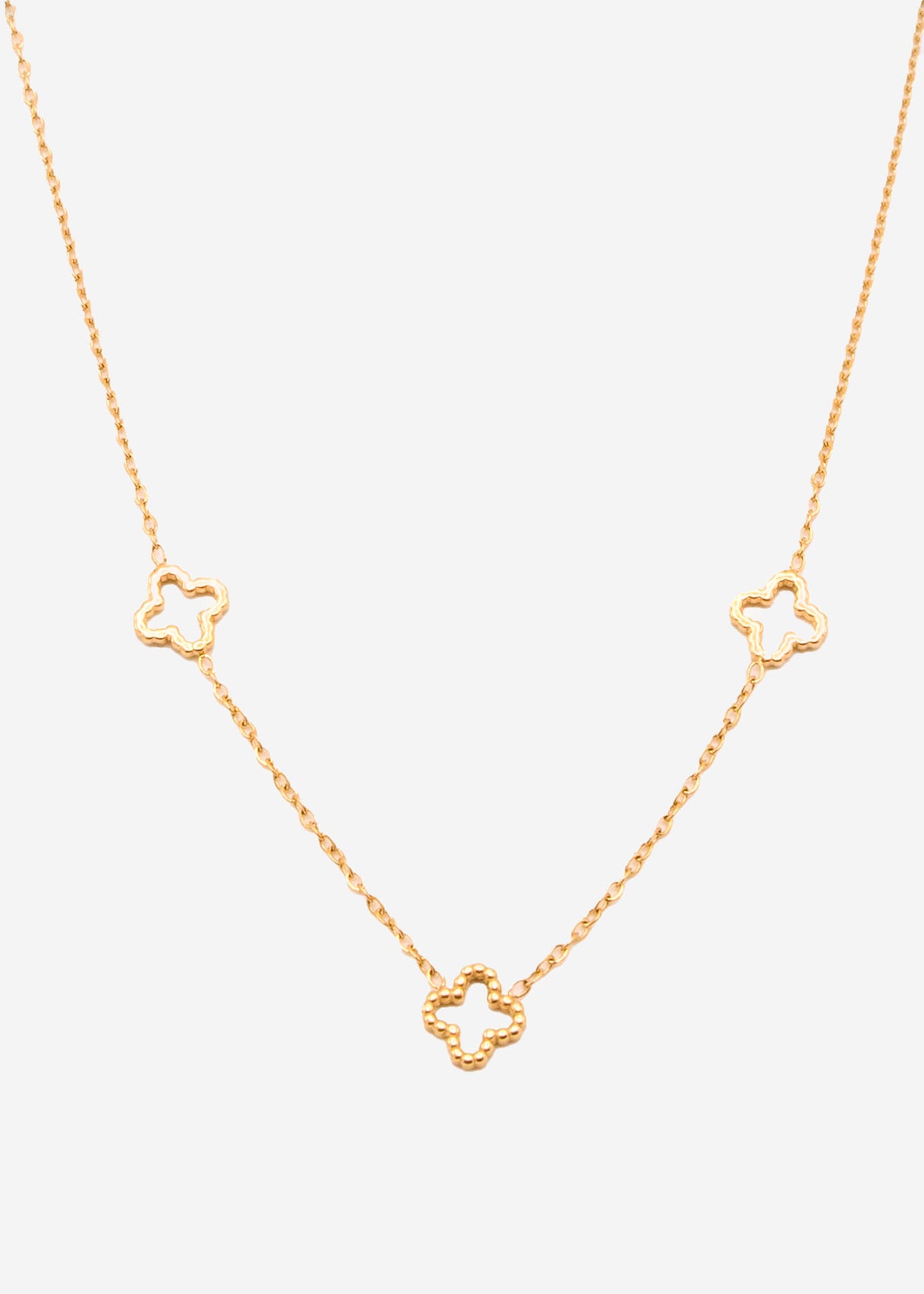 Necklace with clover leaves, gold