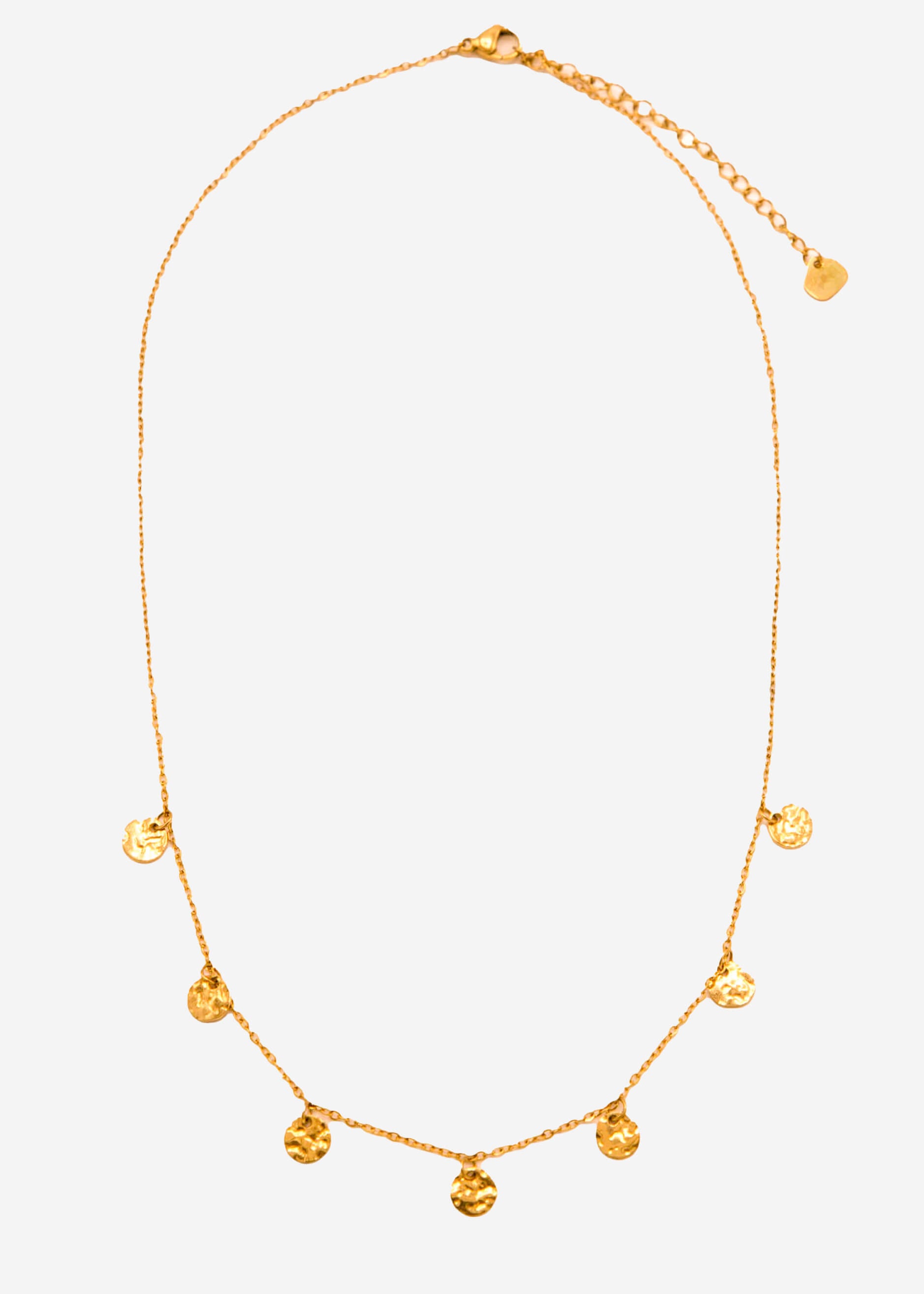 Necklace with delicate hammered plates, gold