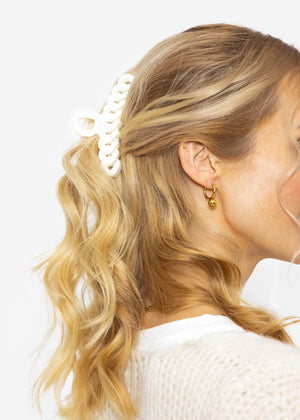Chain link hair clip, beige