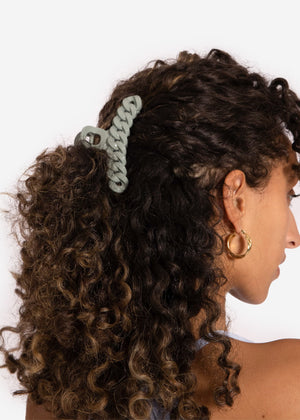 Chain link hair clip, green