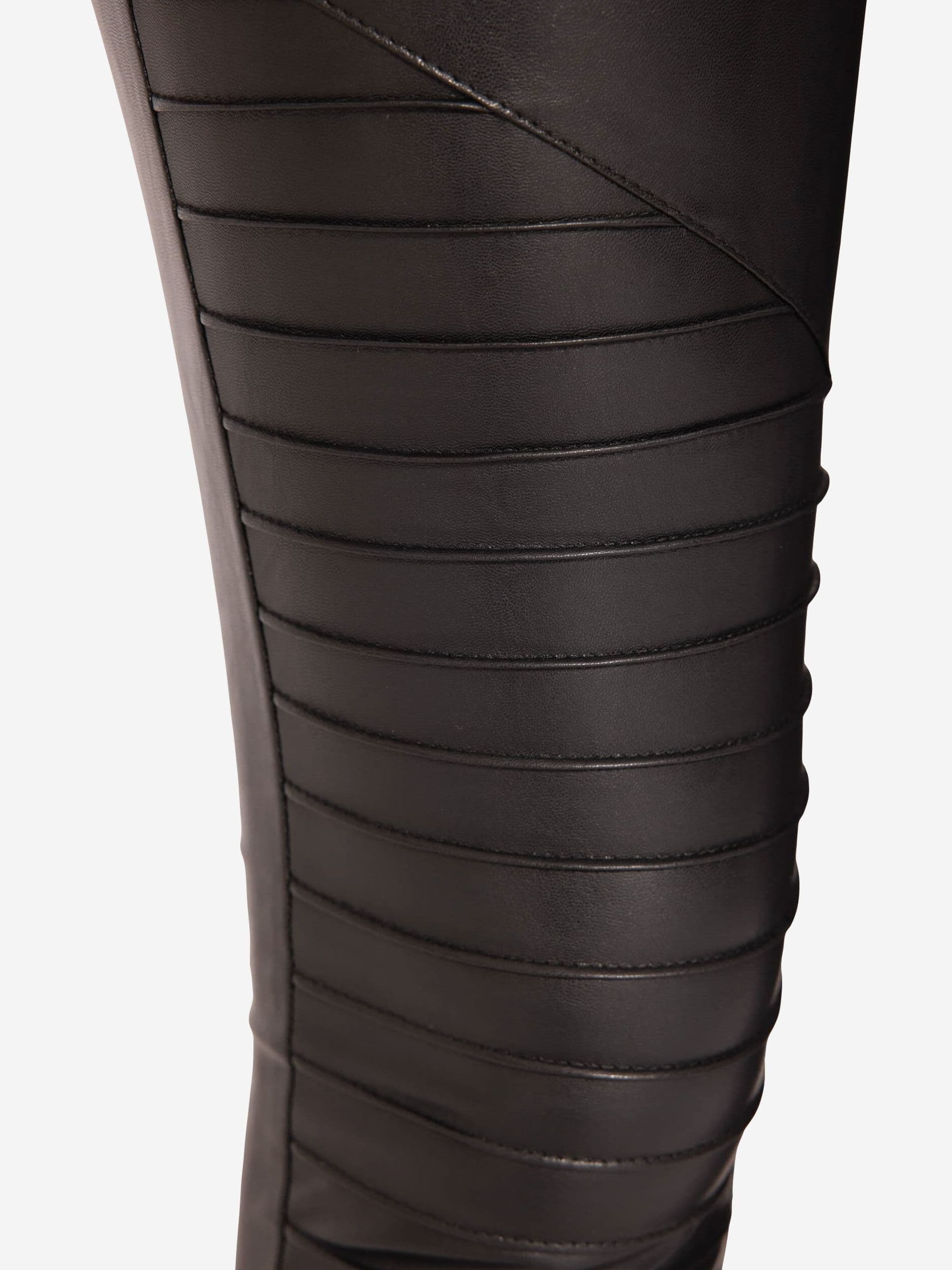 Kunstleder Leggings mit Absteppung - schwarz