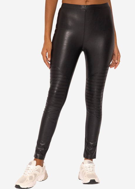 Kunstleder Leggings mit Absteppung, schwarz von SASSYCLASSY