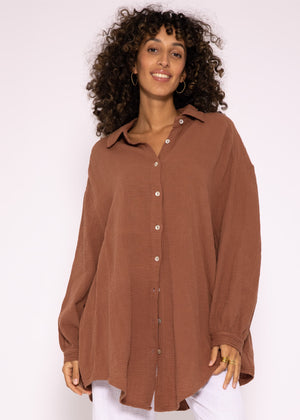 Musselin Bluse oversize, cafelatte