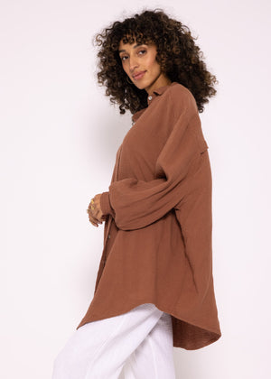 Musselin Bluse oversize, cafelatte
