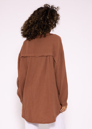 Musselin Bluse oversize, cafelatte