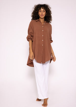 Musselin Bluse oversize, cafelatte