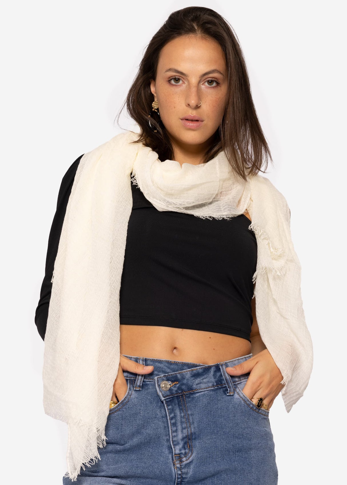 Muslin scarf, off-white