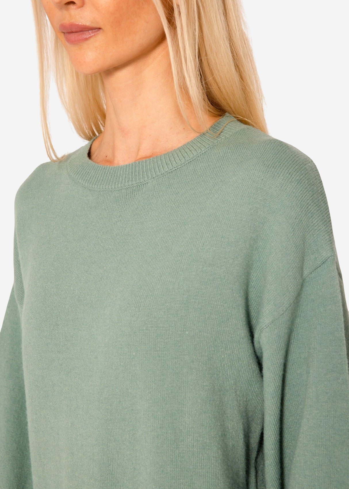 Oversize Pullover mit Seitenschlitzen - grün