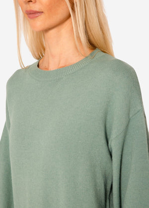 Oversize Pullover mit Seitenschlitzen - grün