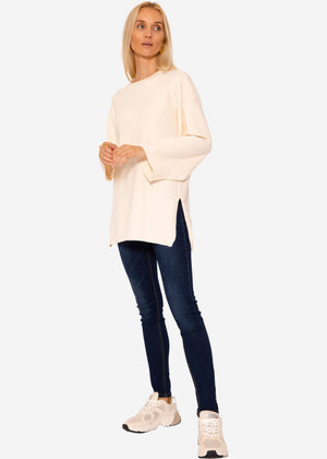 Oversize Pullover mit Seitenschlitzen - offwhite