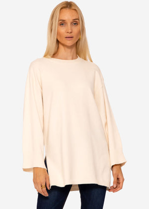 Oversize Pullover mit Seitenschlitzen - offwhite