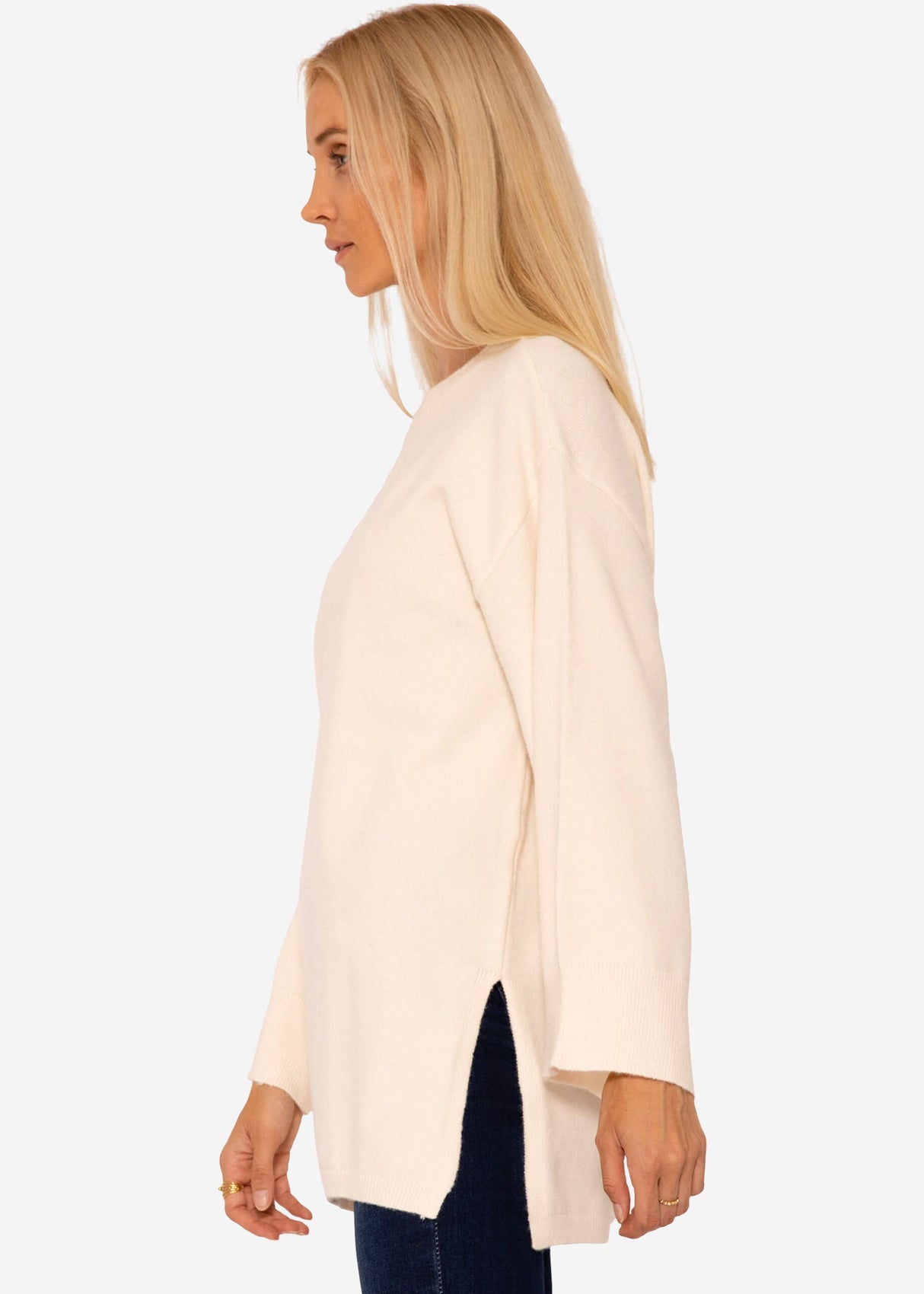 Oversize Pullover mit Seitenschlitzen - offwhite