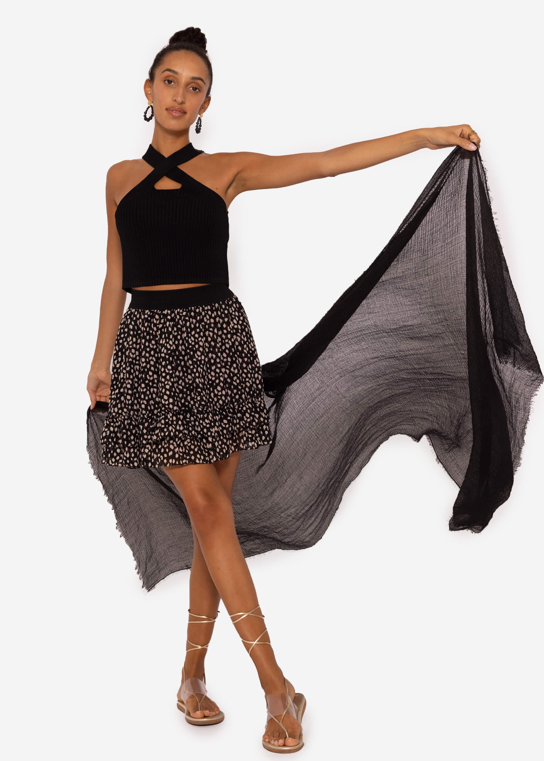 Musselin Schal, schwarz